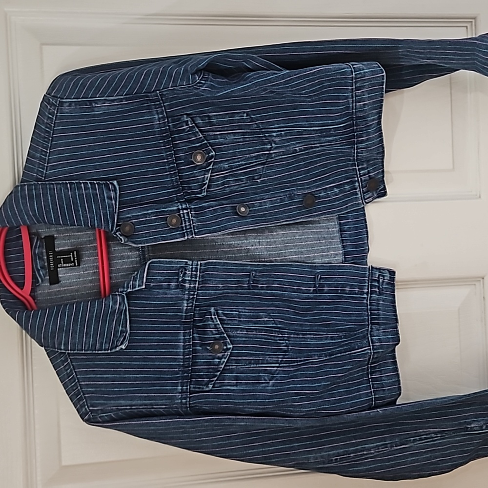 Denim jacket with metal buttons
